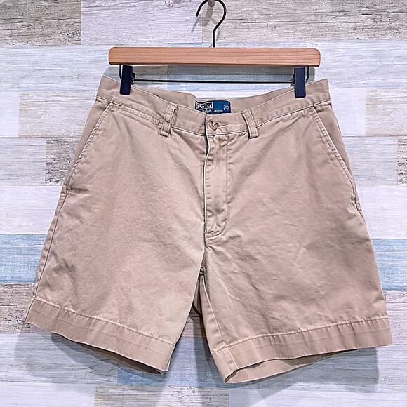 POLO Ralph Lauren Prospect Chino Shorts Khaki Flat Front Preppy Cotton Mens 32 - Picture 1 of 6